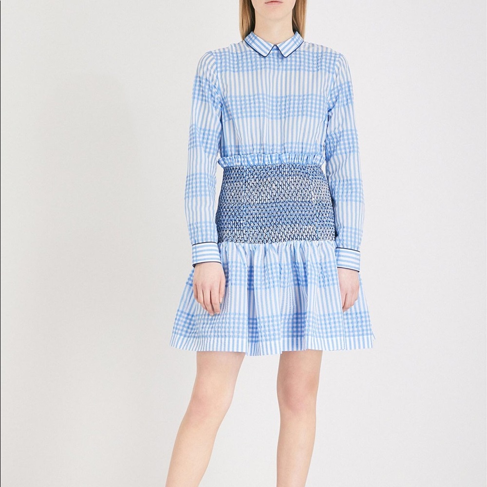 Ganni Charron Gingham Peter Pan collared dress